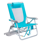 Reclining Beach Big Surf with Slide Table - Choice 334 - Rust-Resistant Aluminum Sand-Friendly Lounge Chair - Seafoam Green