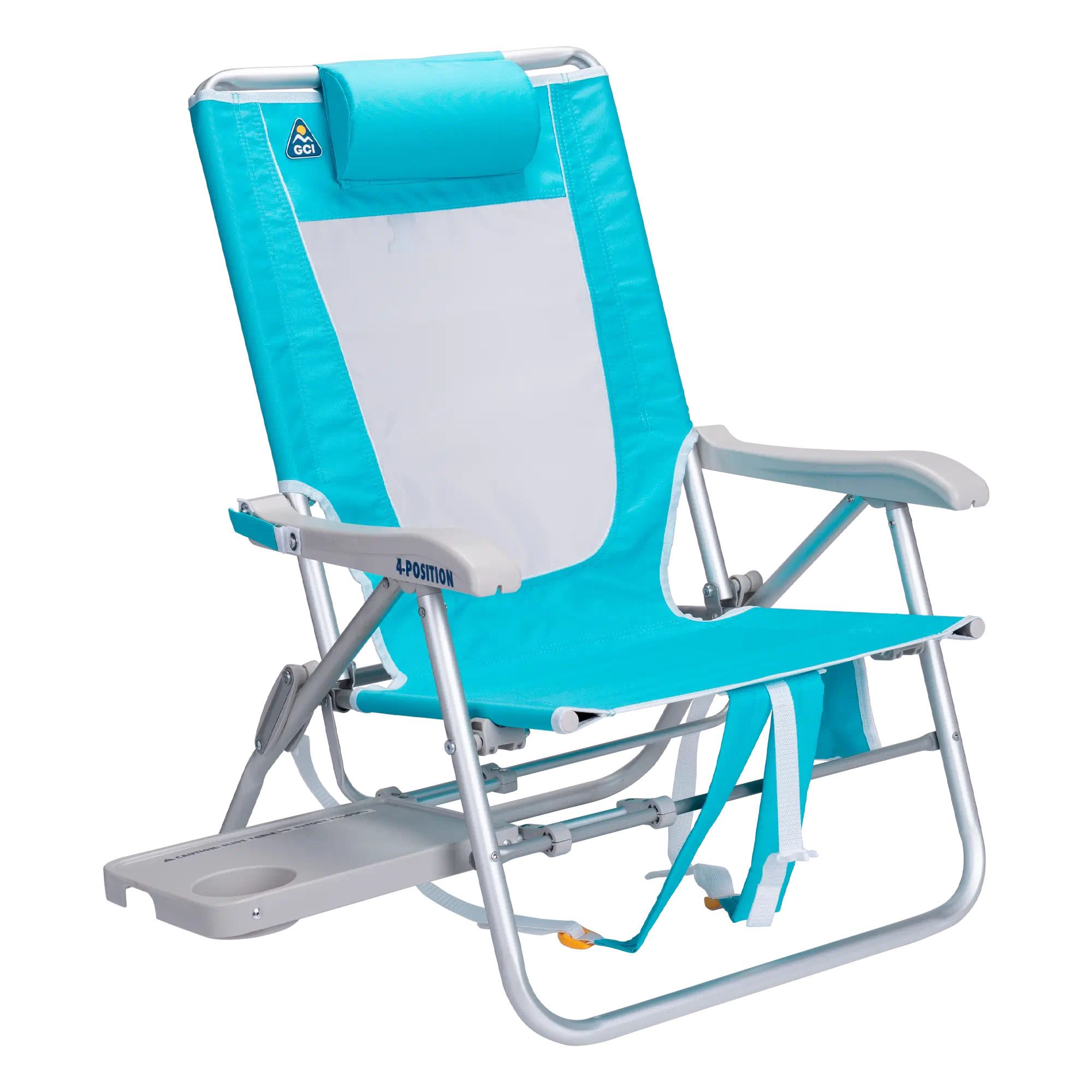 Reclining Beach Big Surf with Slide Table - Choice 334 - Rust-Resistant Aluminum Sand-Friendly Lounge Chair - Seafoam Green