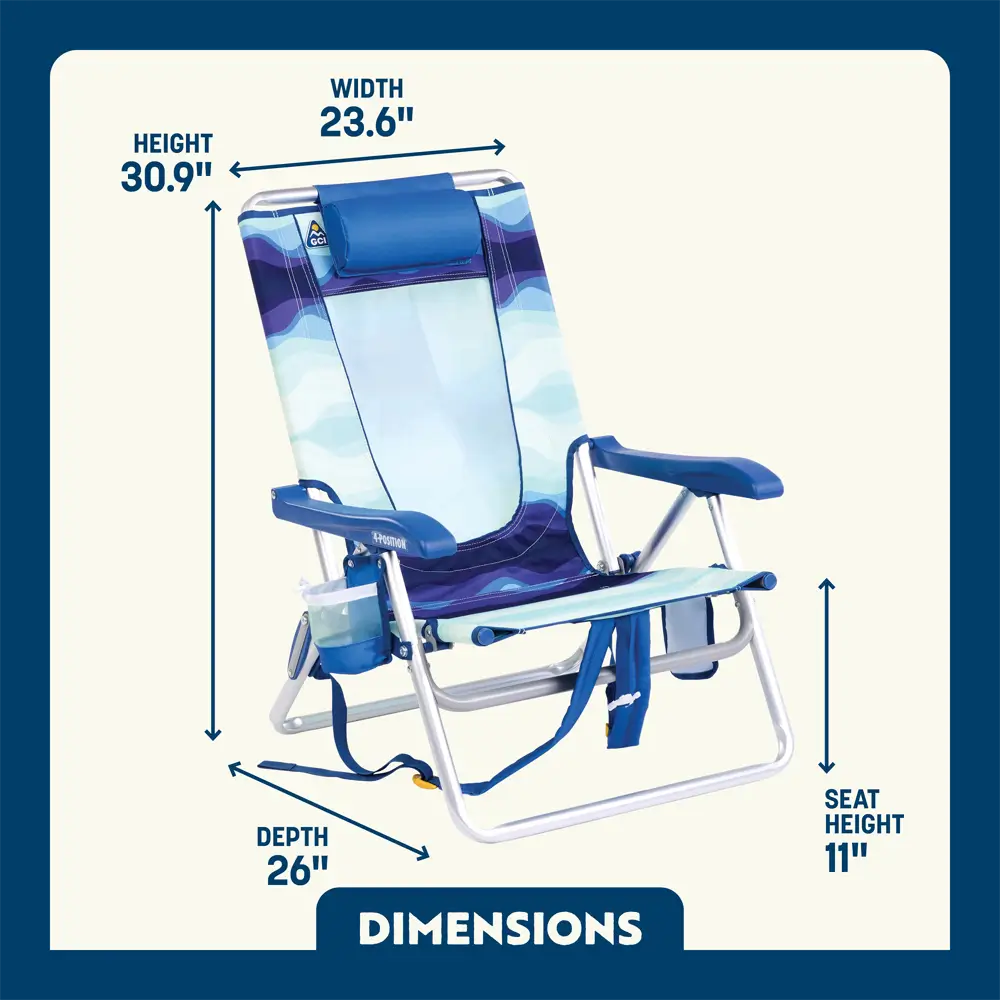 Reclining Beach Backpack Beach Chair - Choice 709 - Rust-Resistant Aluminum Sand-Friendly Lounge Chair Detail
