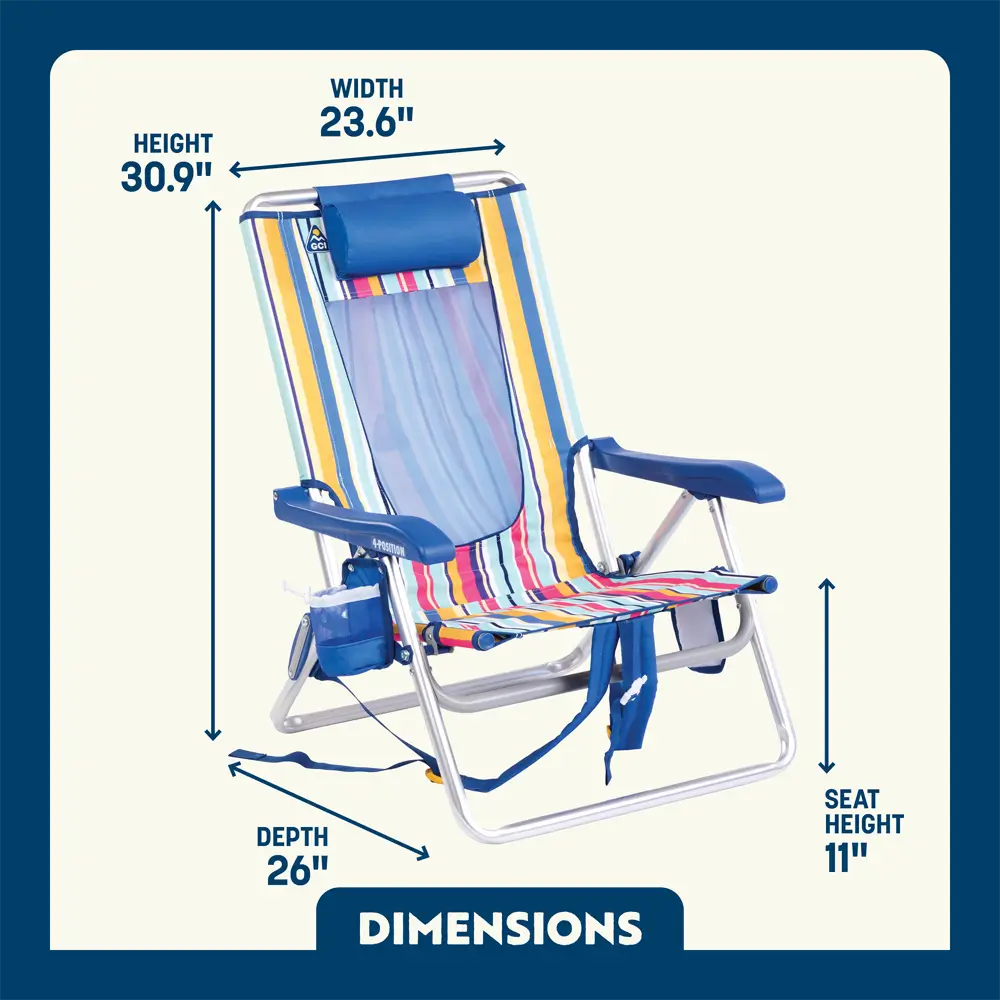 Reclining Beach Backpack Beach Chair - Choice 709 - Rust-Resistant Aluminum Sand-Friendly Lounge Chair Detail
