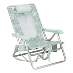 Reclining Beach Backpack Beach Chair - Choice 709 - Rust-Resistant Aluminum Sand-Friendly Lounge Chair - Floral Pastel Green