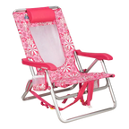 Reclining Beach Backpack Beach Chair - Choice 709 - Rust-Resistant Aluminum Sand-Friendly Lounge Chair - Floral Sport Pink