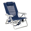 Reclining Beach Backpack Beach Chair - Choice 709 - Rust-Resistant Aluminum Sand-Friendly Lounge Chair - Nautical Blue