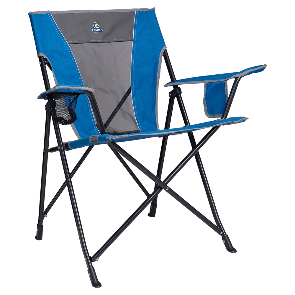 Ultra-Compact Comfort Quad Chair - Choice 989 - Pico Compact Folding Camp Chair with Carry Bag - Heathered Royal