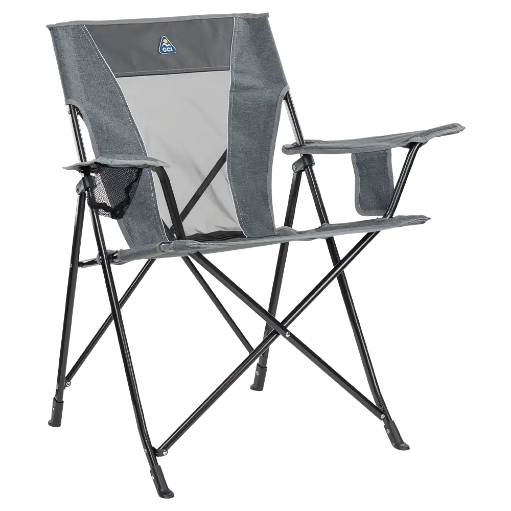 Ultra-Compact Comfort Quad Chair - Choice 989 - Pico Compact Folding Camp Chair with Carry Bag - Heathered Pewter