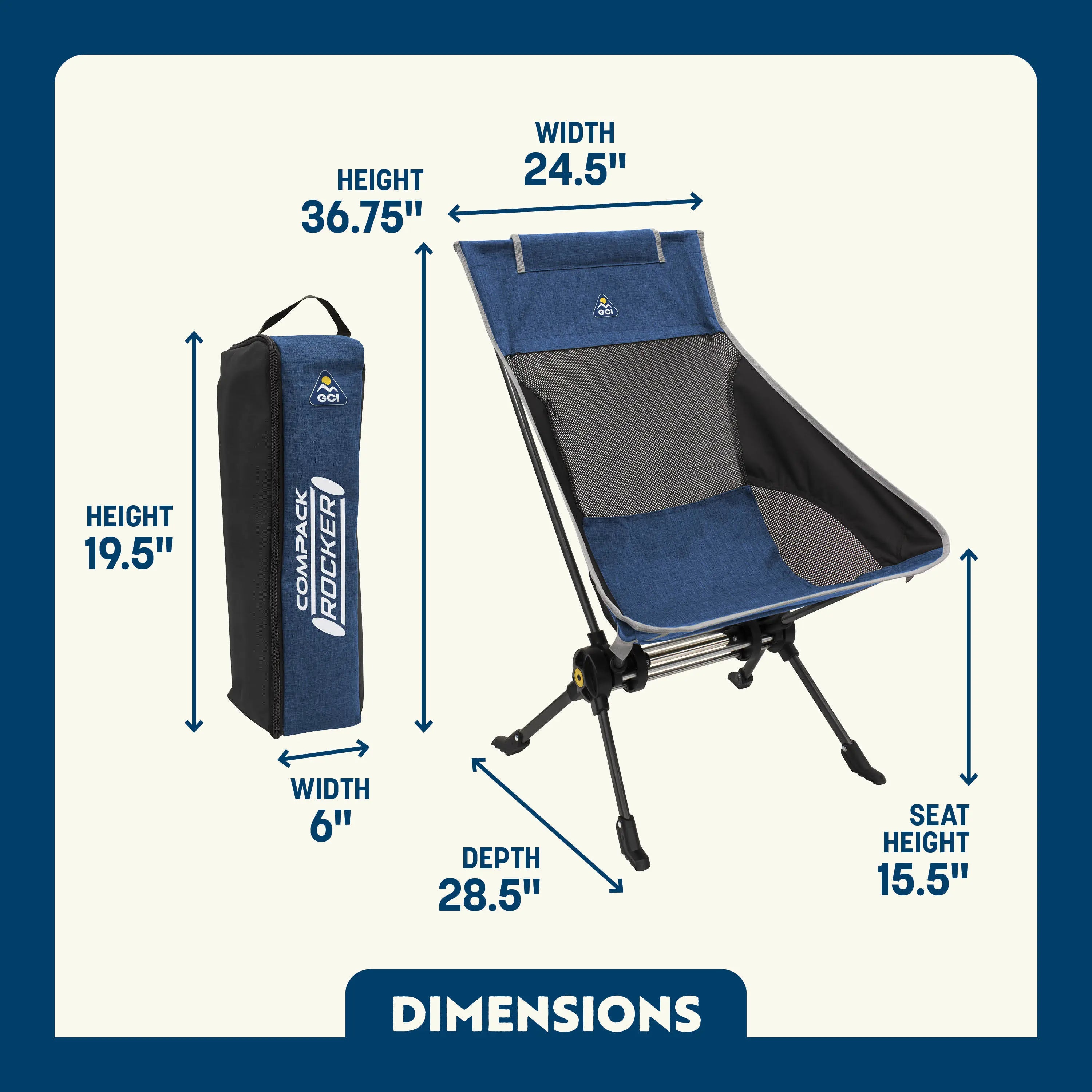Patented Spring-Action ComPack Rocker - Choice 980 - Freestyle Rocker Portable Outdoor Folding Chair Detail
