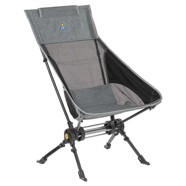 Patented Spring-Action ComPack Rocker - Choice 980 - Freestyle Rocker Portable Outdoor Folding Chair - Heathered Pewter