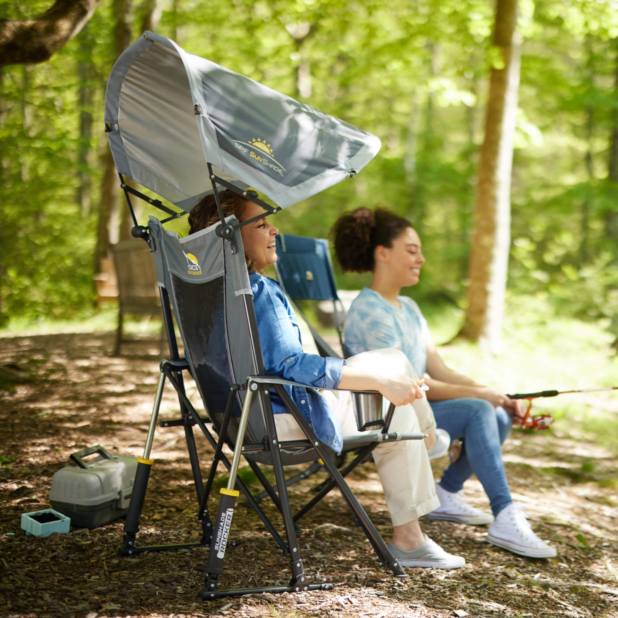 Smooth Motion SunShade Rocker - Choice 550 - Patented Spring-Action Rocking Chair for Camping Detail