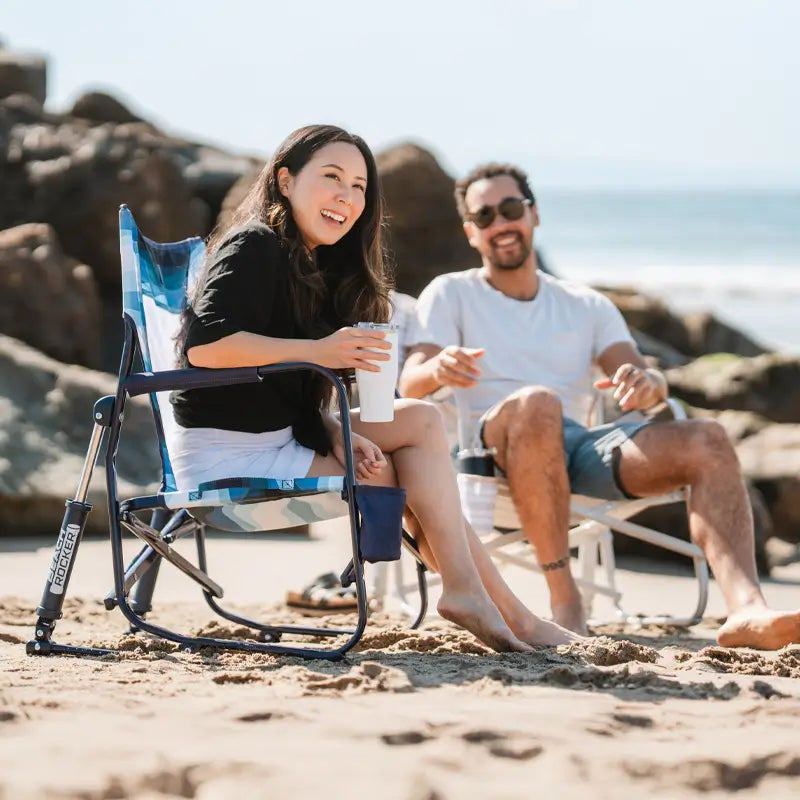 Luxury Camp Beach Rocker - Choice 712 - Heavy-Duty Kickback Rocker with Beverage Holder Detail