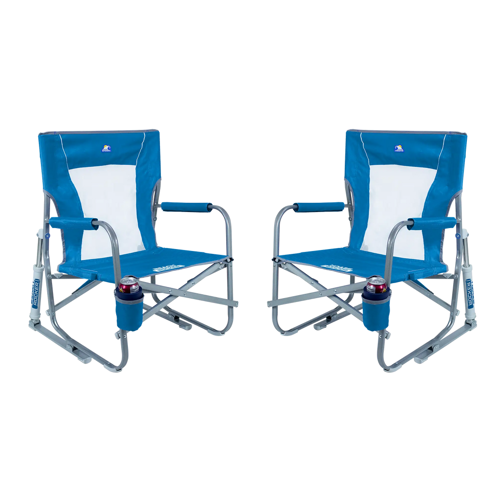 Premium All-Weather Beach Rocker Bundle - Choice 773 - Patented Spring-Action Rocking Chair for Camping - Saybrook Blue