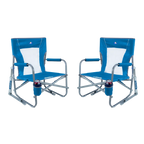 Premium All-Weather Beach Rocker Bundle - Choice 773 - Patented Spring-Action Rocking Chair for Camping - Saybrook Blue