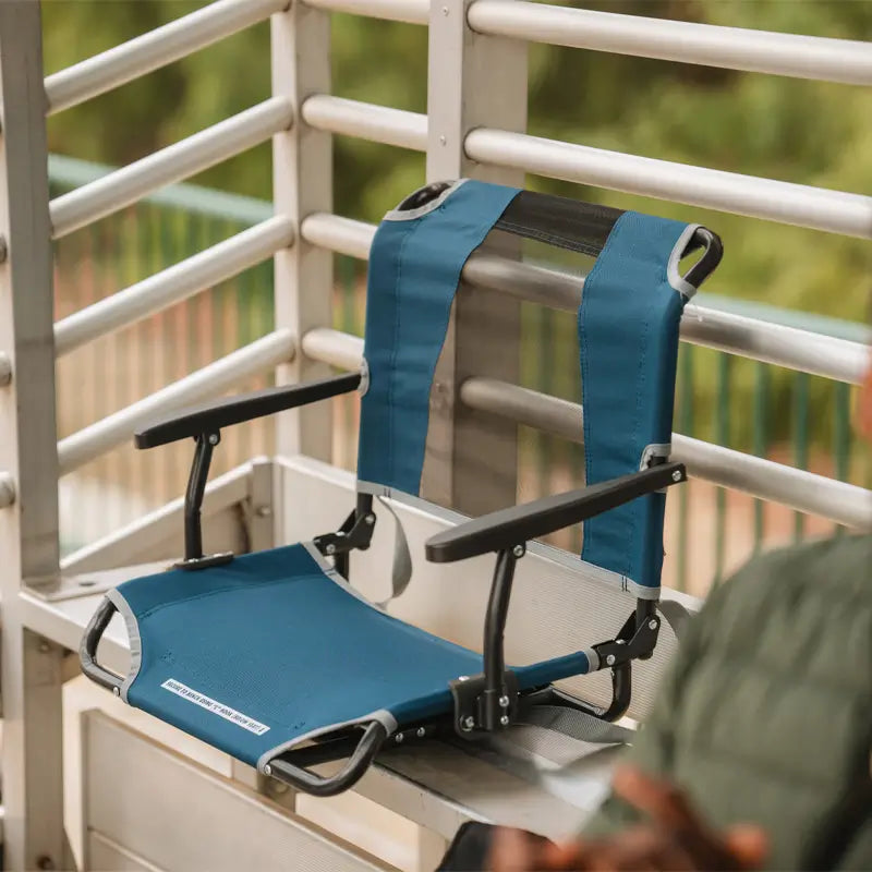 Secure-Hook Big Comfort Stadium Chair with Armrests - Choice 465 - Grandstand Cushion Seat with Secure Under-Bench Hooks Detail