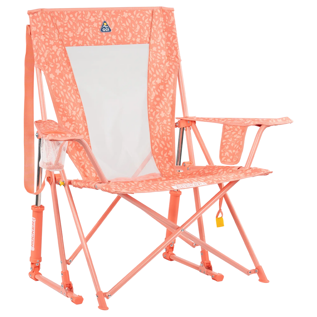 Patented Spring-Action Comfort Pro Rocker - Choice 375 - RoadTrip Rocker Smooth Motion Camp Chair - Coral Garden