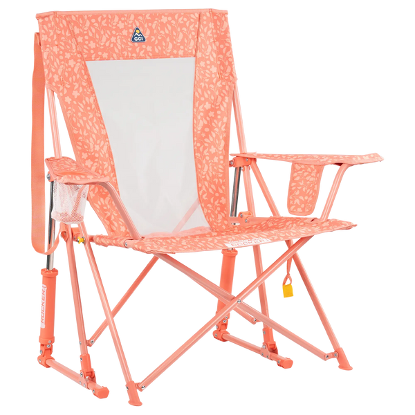 Patented Spring-Action Comfort Pro Rocker - Choice 375 - RoadTrip Rocker Smooth Motion Camp Chair - Coral Garden