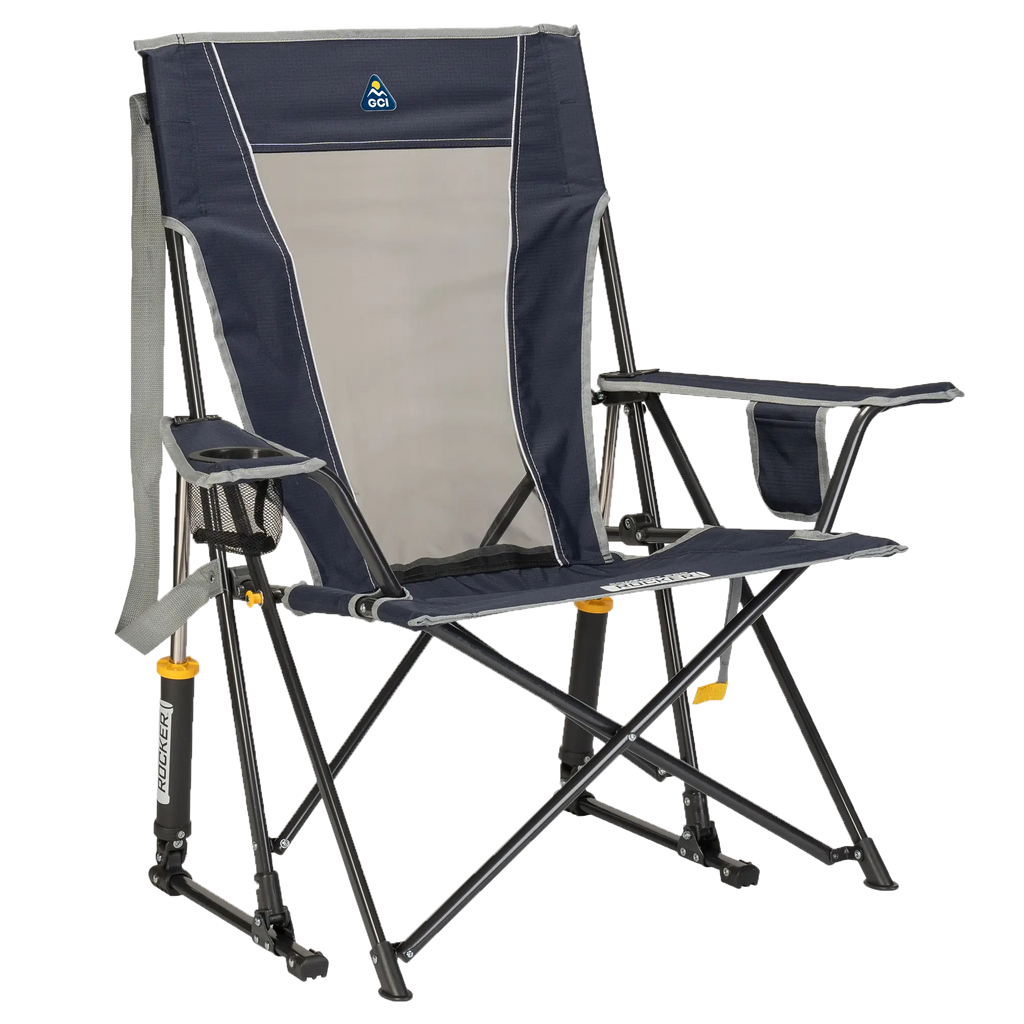 Patented Spring-Action Comfort Pro Rocker - Choice 375 - RoadTrip Rocker Smooth Motion Camp Chair - Indigo