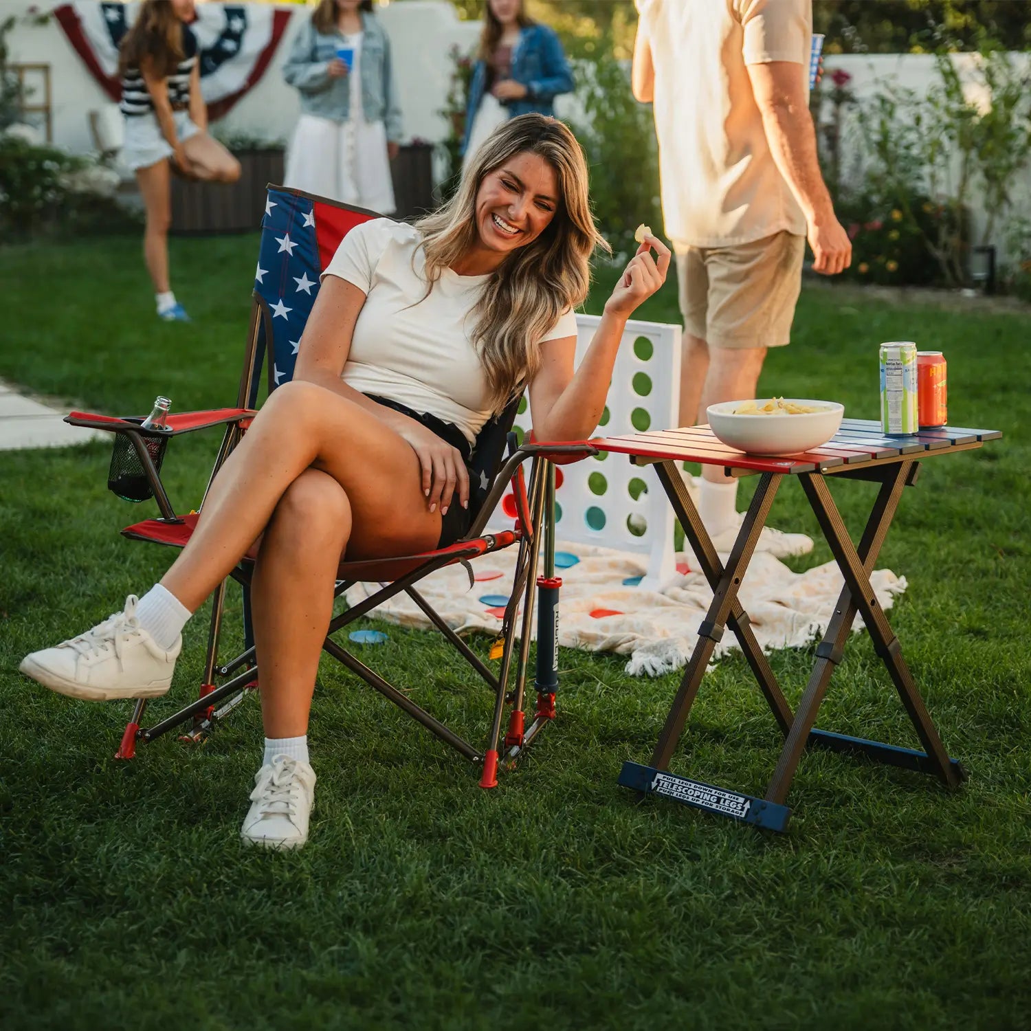 Heavy-Duty Freestyle Comfort Pro Rocker - USA Anniversary Deluxe - Choice 424 - Patented Spring-Action Rocking Chair for Camping Detail