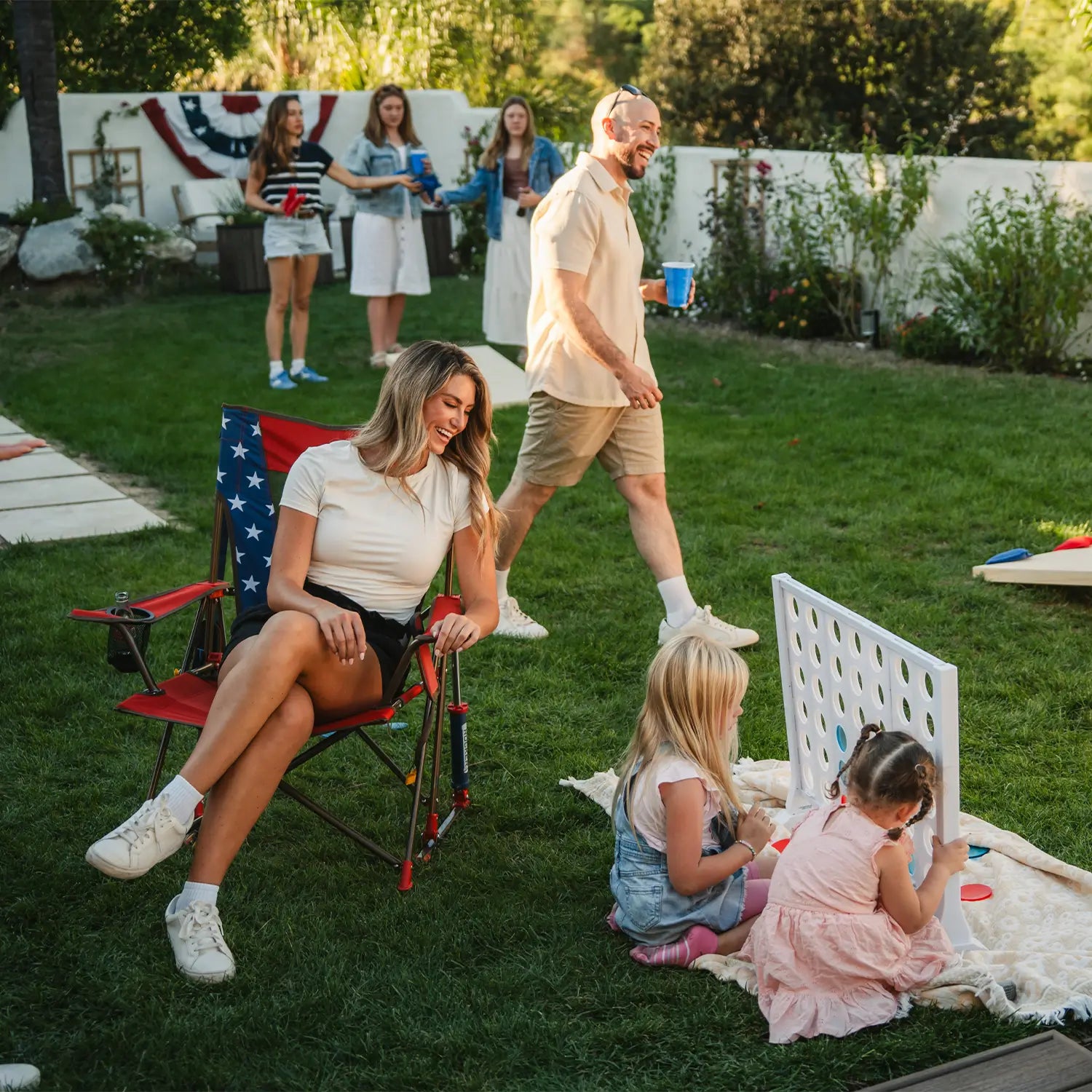 Heavy-Duty Freestyle Comfort Pro Rocker - USA Anniversary Deluxe - Choice 424 - Patented Spring-Action Rocking Chair for Camping Detail