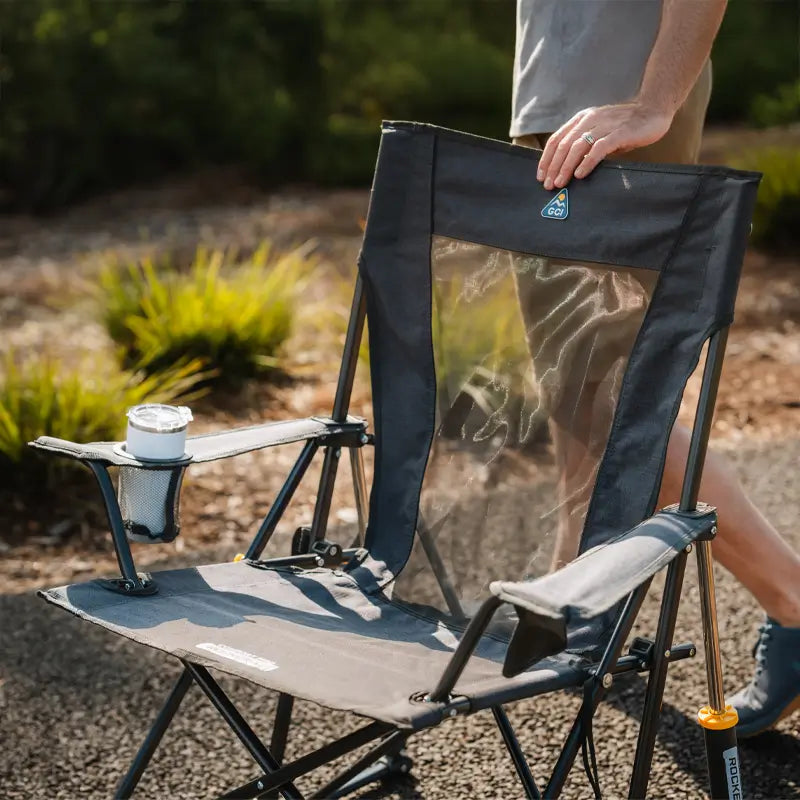 Patented Spring-Action Comfort Pro Rocker XL - Choice 107 - Heavy-Duty Kickback Rocker with Beverage Holder Detail