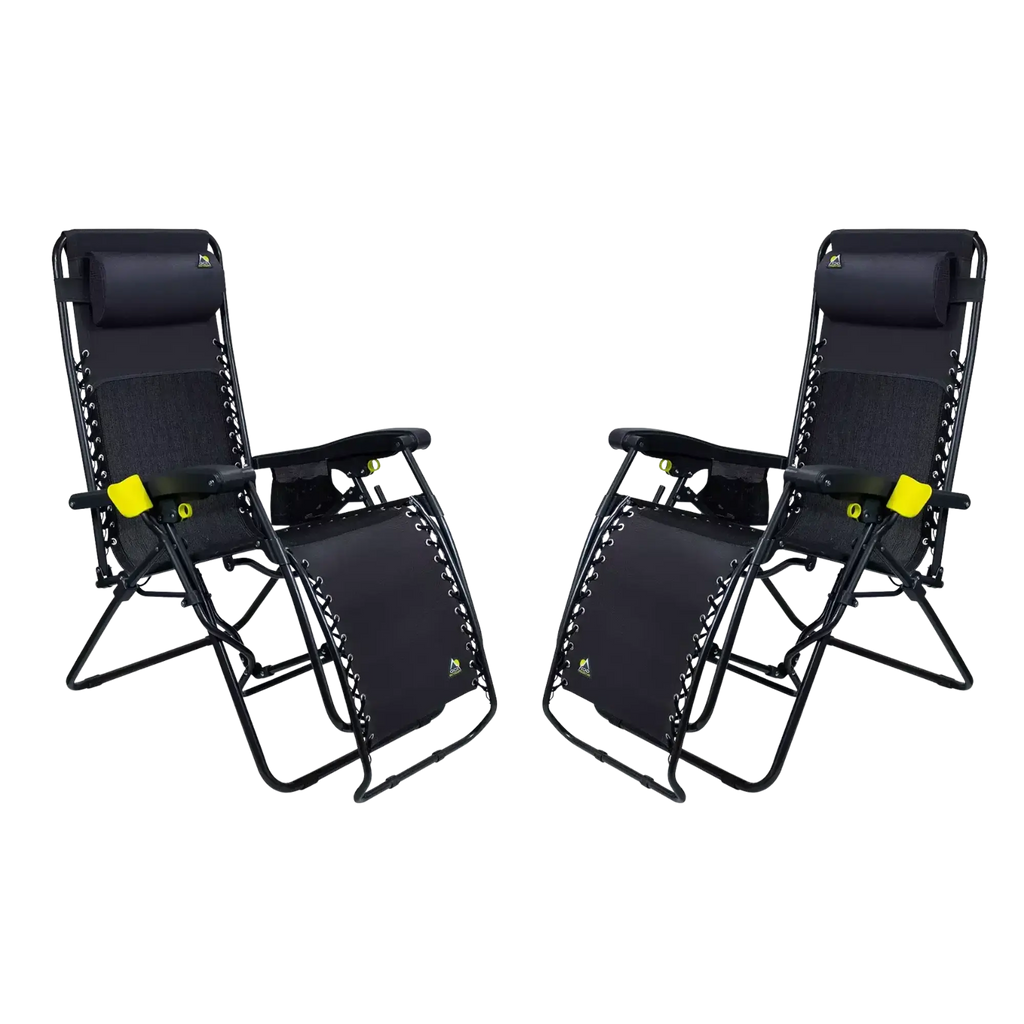 Low-Profile Freeform Zero Gravity Lounger Bundle - Choice 507 - Portable Heavy-Duty Low Boy Chair for Ocean Side - Black