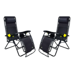 Low-Profile Freeform Zero Gravity Lounger Bundle - Choice 507 - Portable Heavy-Duty Low Boy Chair for Ocean Side - Black
