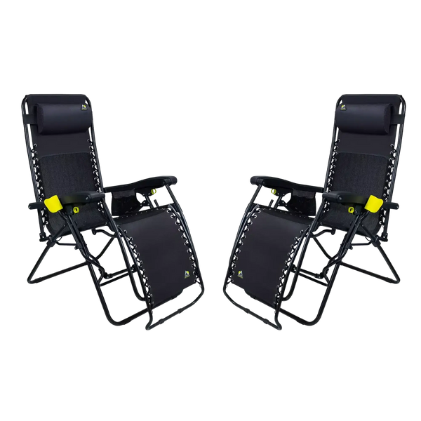 Low-Profile Freeform Zero Gravity Lounger Bundle - Choice 507 - Portable Heavy-Duty Low Boy Chair for Ocean Side - Black