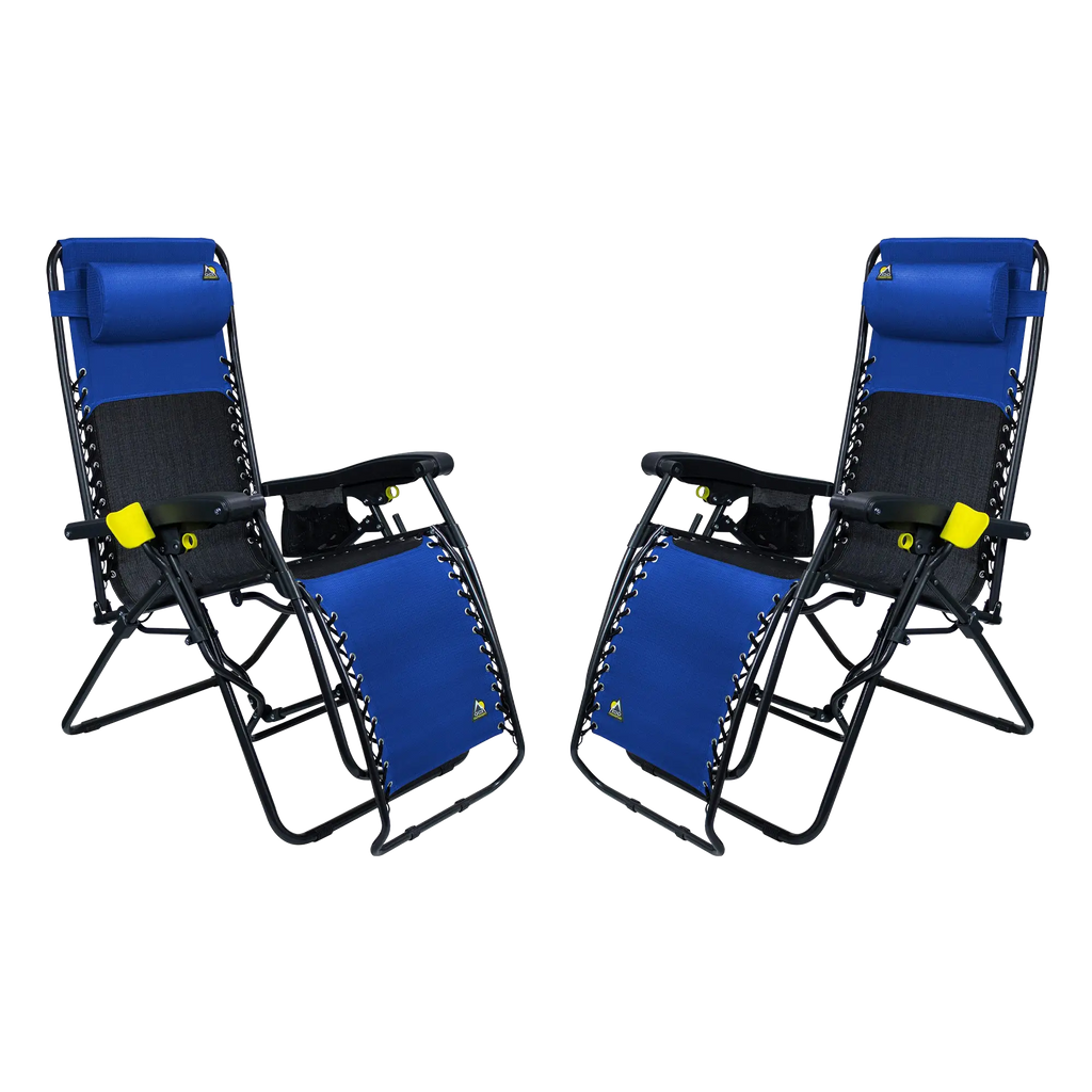 Low-Profile Freeform Zero Gravity Lounger Bundle - Choice 507 - Portable Heavy-Duty Low Boy Chair for Ocean Side - Royal Blue