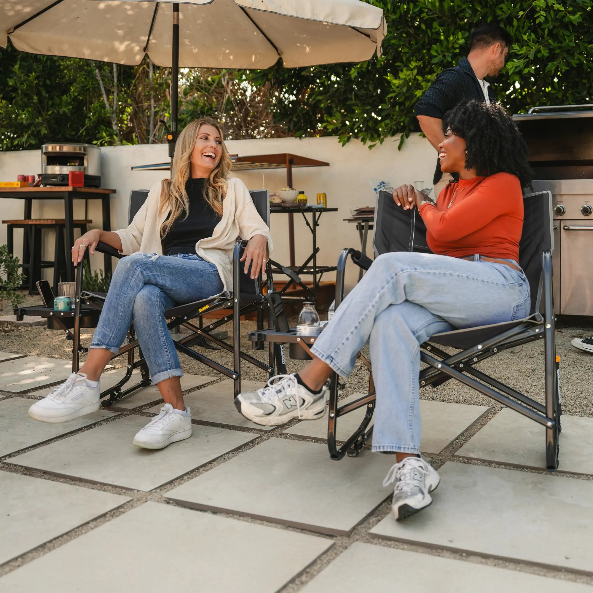 Premium All-Weather Freestyle Rocker XL with Side Table - Choice 836 - RoadTrip Rocker Smooth Motion Camp Chair Detail