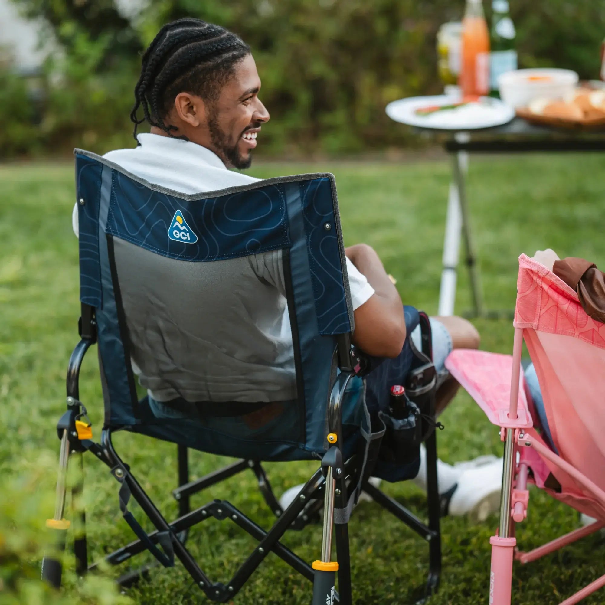 Luxury Camp Stowaway Rocker - Choice 794 - RoadTrip Rocker Smooth Motion Camp Chair Detail