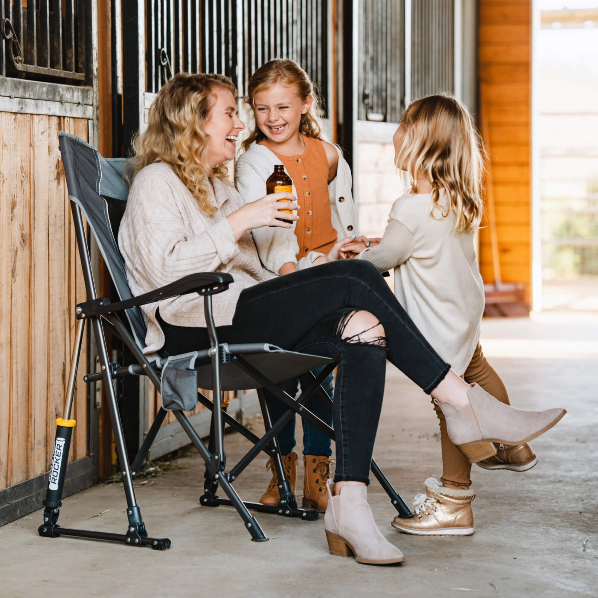 Luxury Camp RoadTrip Rocker - Choice 855 - Heavy-Duty Kickback Rocker with Beverage Holder Detail