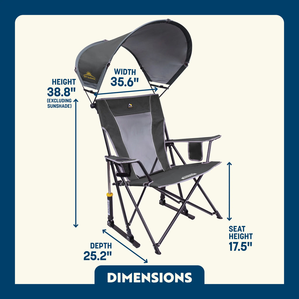 Smooth Motion SunShade Rocker - Choice 550 - Patented Spring-Action Rocking Chair for Camping Detail