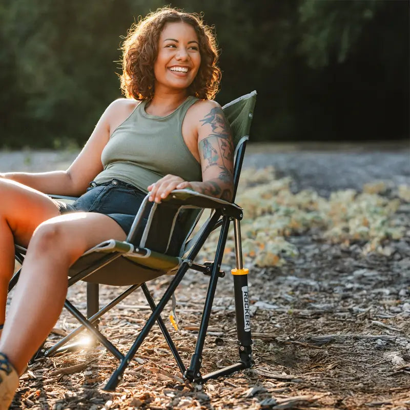Premium All-Weather Kickback Rocker - Choice 345 - RoadTrip Rocker Smooth Motion Camp Chair Detail