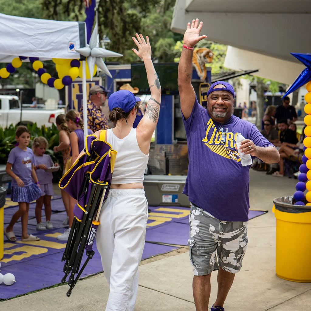 Luxury Camp College Comfort Pro Rocker - LSU Tigers - Choice 880 - Freestyle Rocker Portable Outdoor Folding Chair Detail