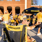 Heavy-Duty Freestyle College Comfort Pro Rocker - Iowa Hawkeyes - Choice 249 - Patented Spring-Action Rocking Chair for Camping Detail