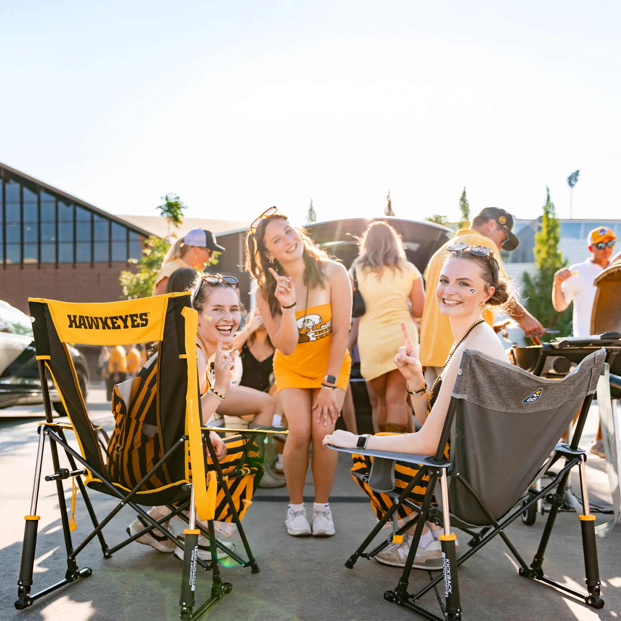 Heavy-Duty Freestyle College Comfort Pro Rocker - Iowa Hawkeyes - Choice 249 - Patented Spring-Action Rocking Chair for Camping Detail