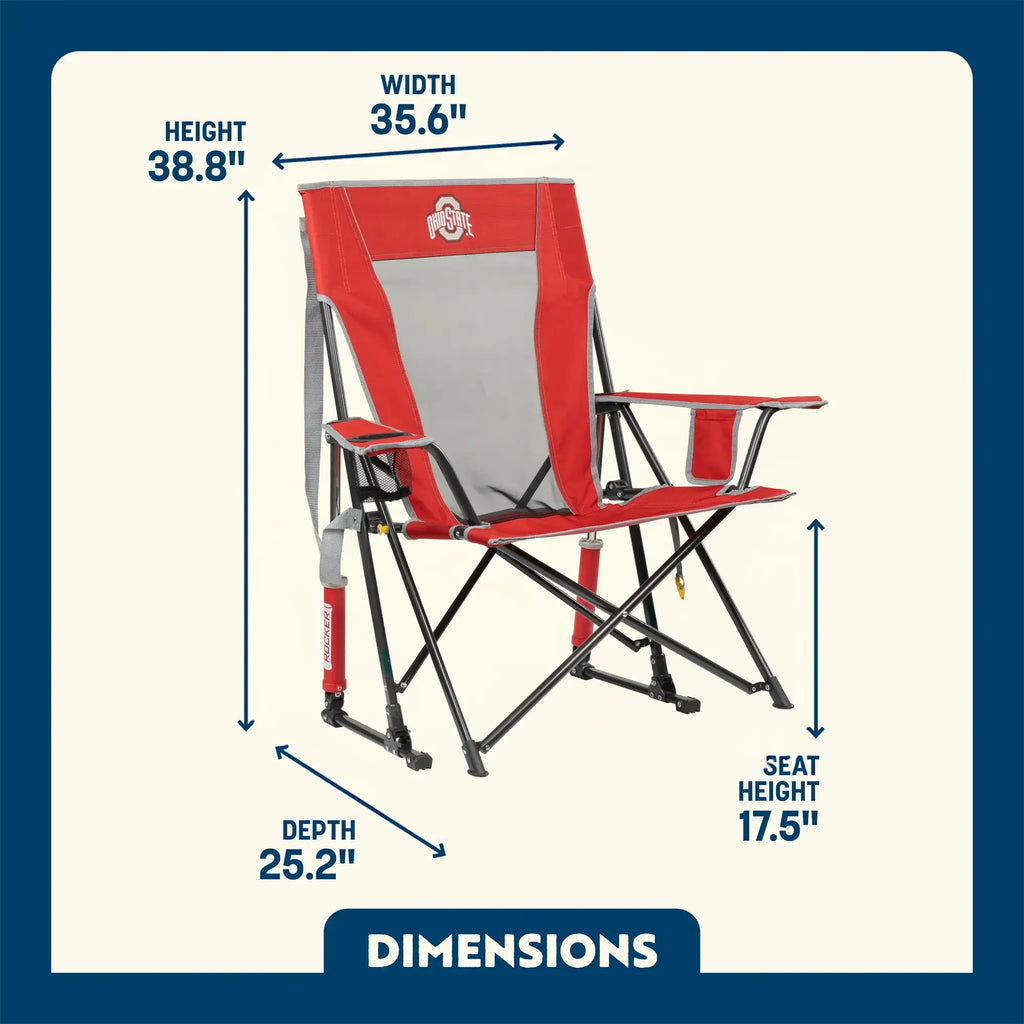 Premium All-Weather College Comfort Pro Rocker - Ohio State Buckeyes - Choice 676 - RoadTrip Rocker Smooth Motion Camp Chair Detail