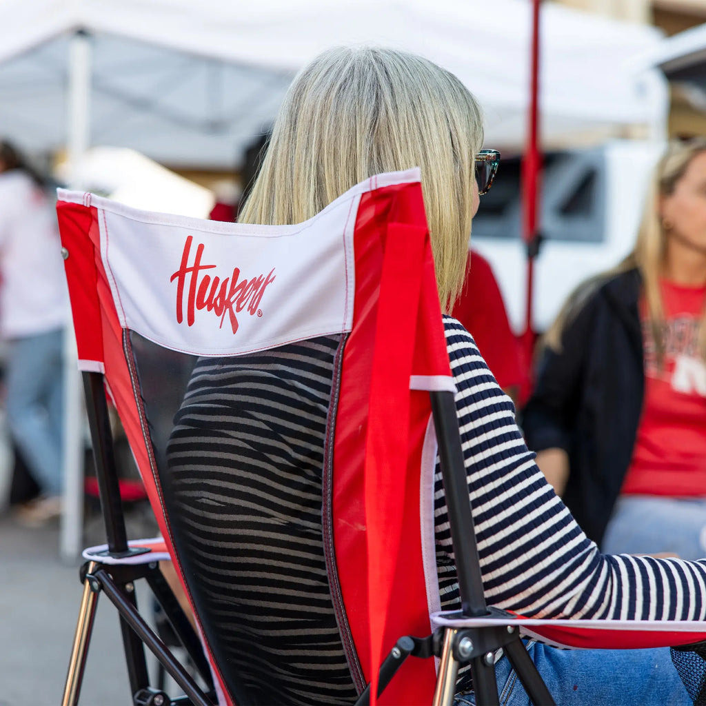 Premium All-Weather College Comfort Pro Rocker - Nebraska Cornhuskers - Choice 161 - RoadTrip Rocker Smooth Motion Camp Chair Detail