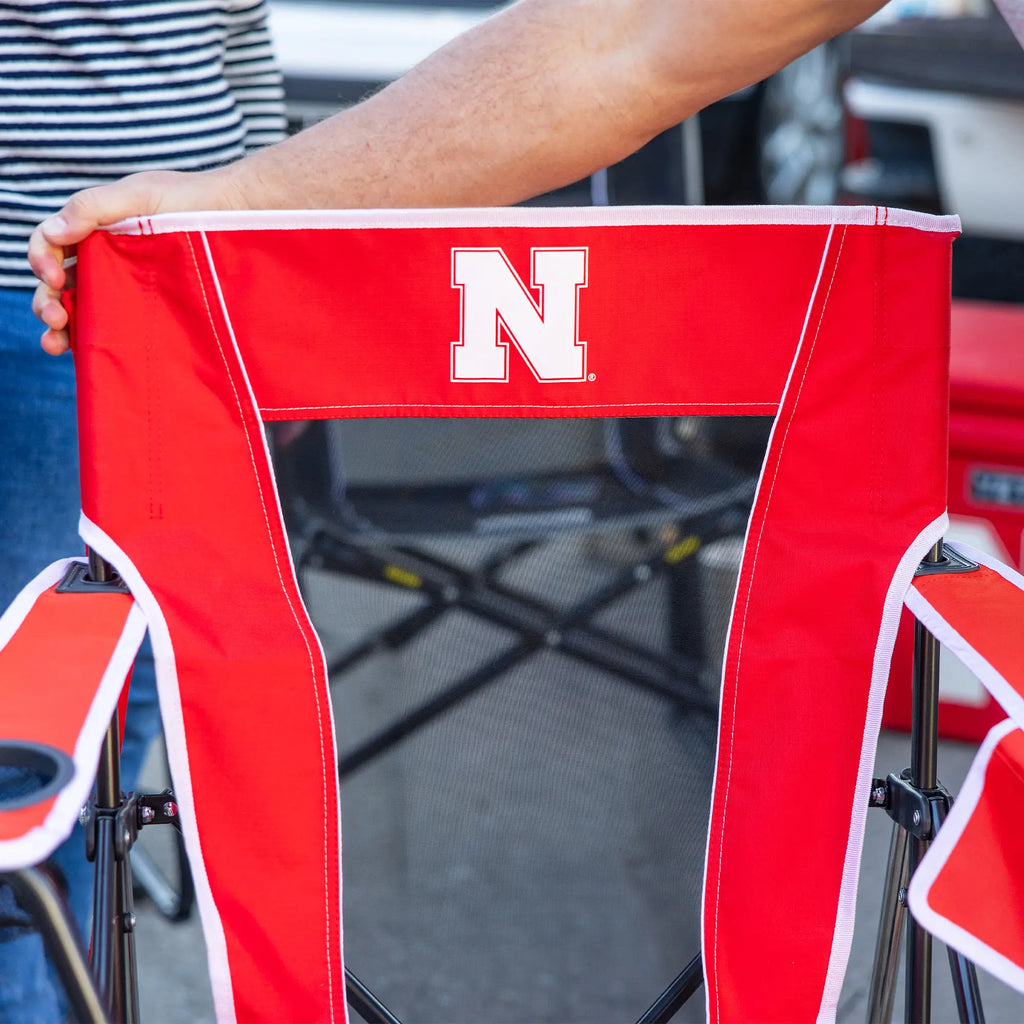 Premium All-Weather College Comfort Pro Rocker - Nebraska Cornhuskers - Choice 161 - RoadTrip Rocker Smooth Motion Camp Chair Detail