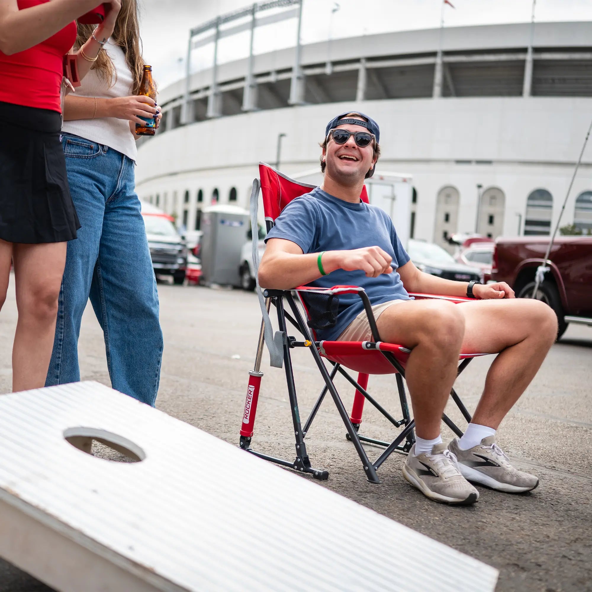 Premium All-Weather College Comfort Pro Rocker - Ohio State Buckeyes - Choice 676 - RoadTrip Rocker Smooth Motion Camp Chair Detail
