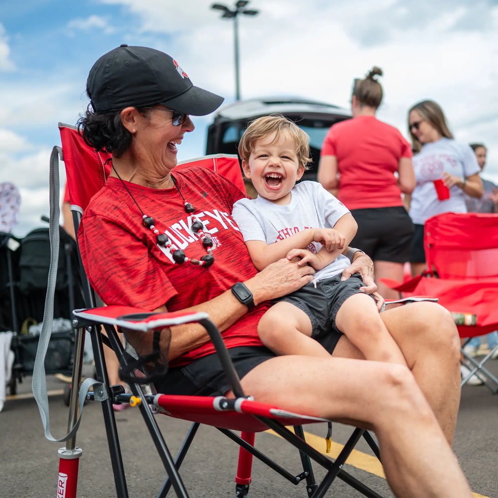 Premium All-Weather College Comfort Pro Rocker - Ohio State Buckeyes - Choice 676 - RoadTrip Rocker Smooth Motion Camp Chair Detail