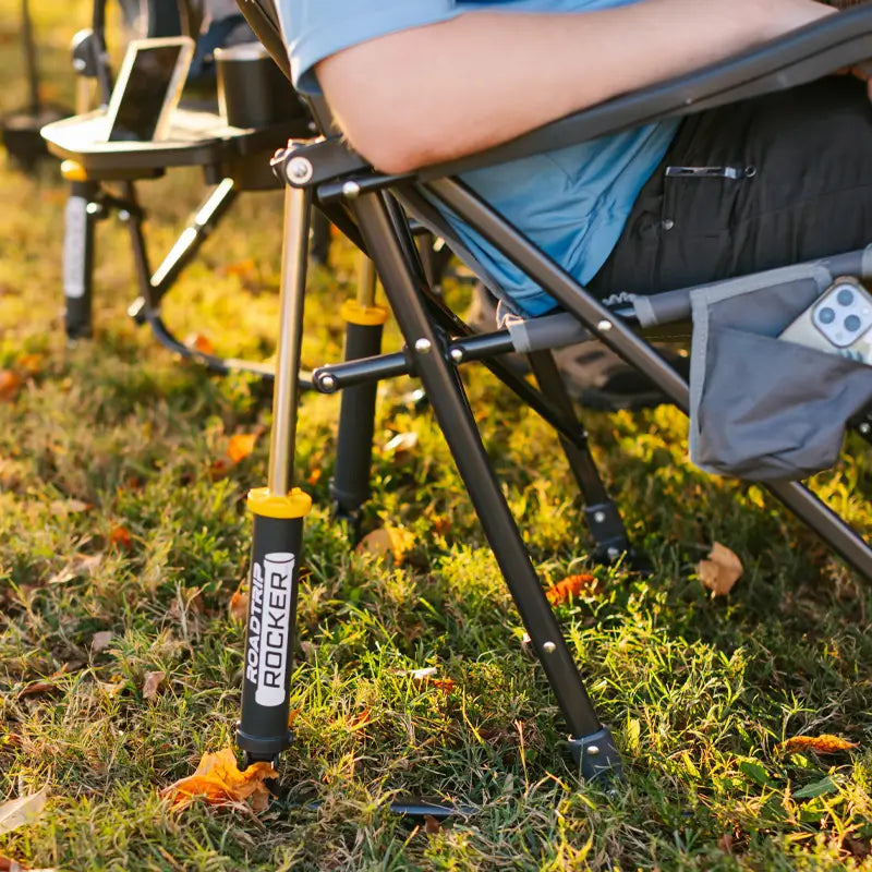 Luxury Camp RoadTrip Rocker - Choice 855 - Heavy-Duty Kickback Rocker with Beverage Holder Detail