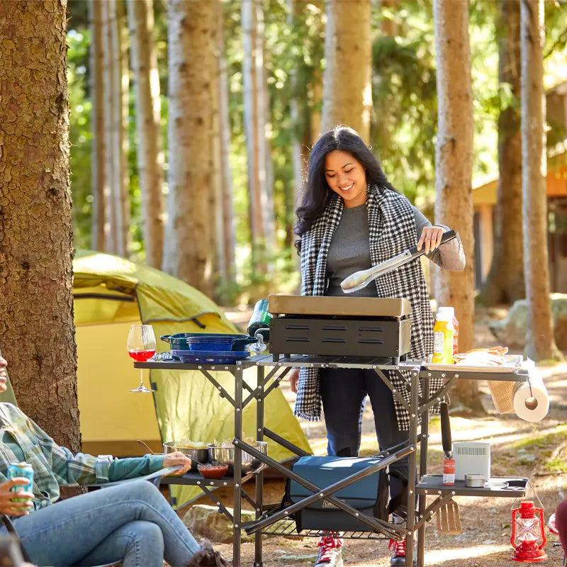 Heavy-Duty Camp Slim-Fold Cook Station - Choice 575 - Multi-Purpose Outdoor Culinary Cooking Set Detail