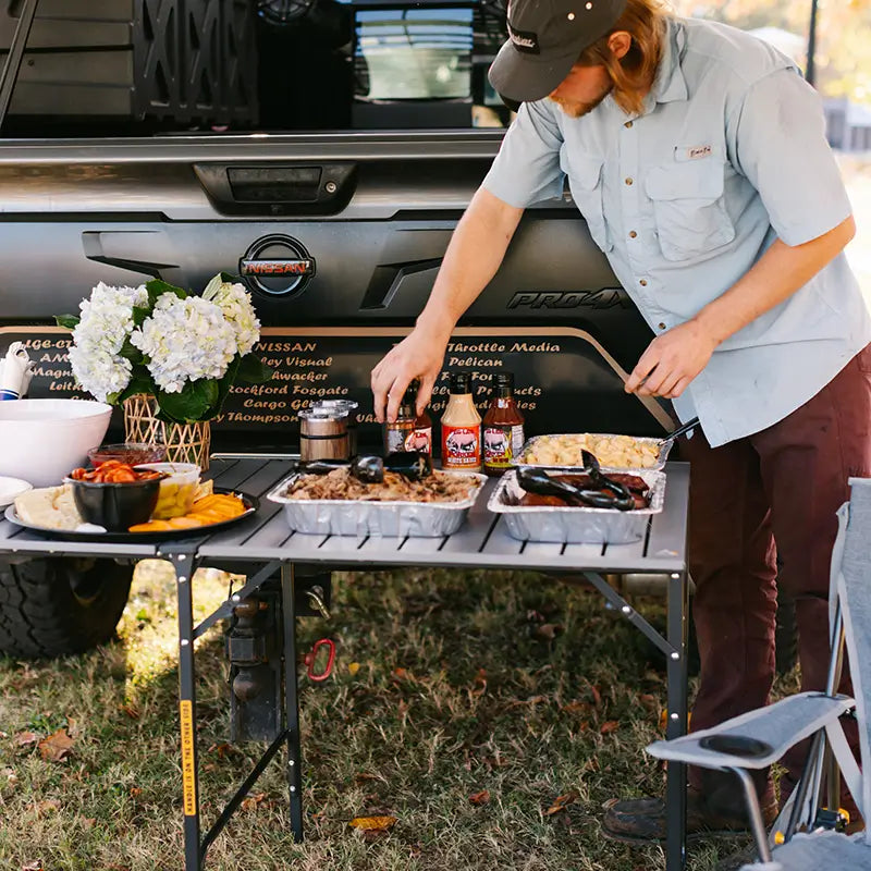Heat-Resistant Slim-Fold Table - Choice 196 - Multi-Functional Heavy-Duty Grilling Table Counter Detail