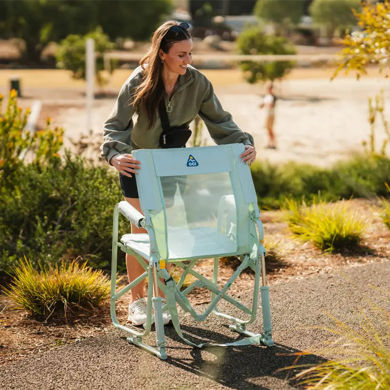 Luxury Camp Stowaway Rocker - Choice 794 - RoadTrip Rocker Smooth Motion Camp Chair Detail