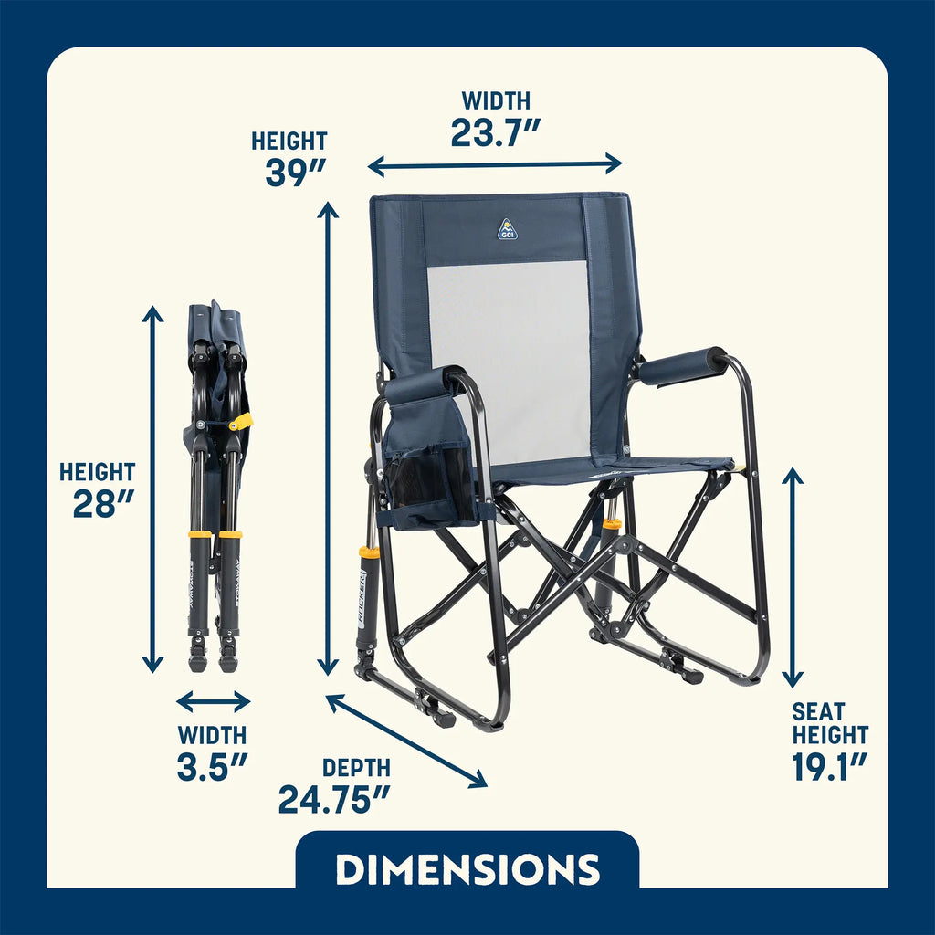Patented Spring-Action Stowaway Rocker with Storage Pouch - Choice 573 - Freestyle Rocker Portable Outdoor Folding Chair Detail