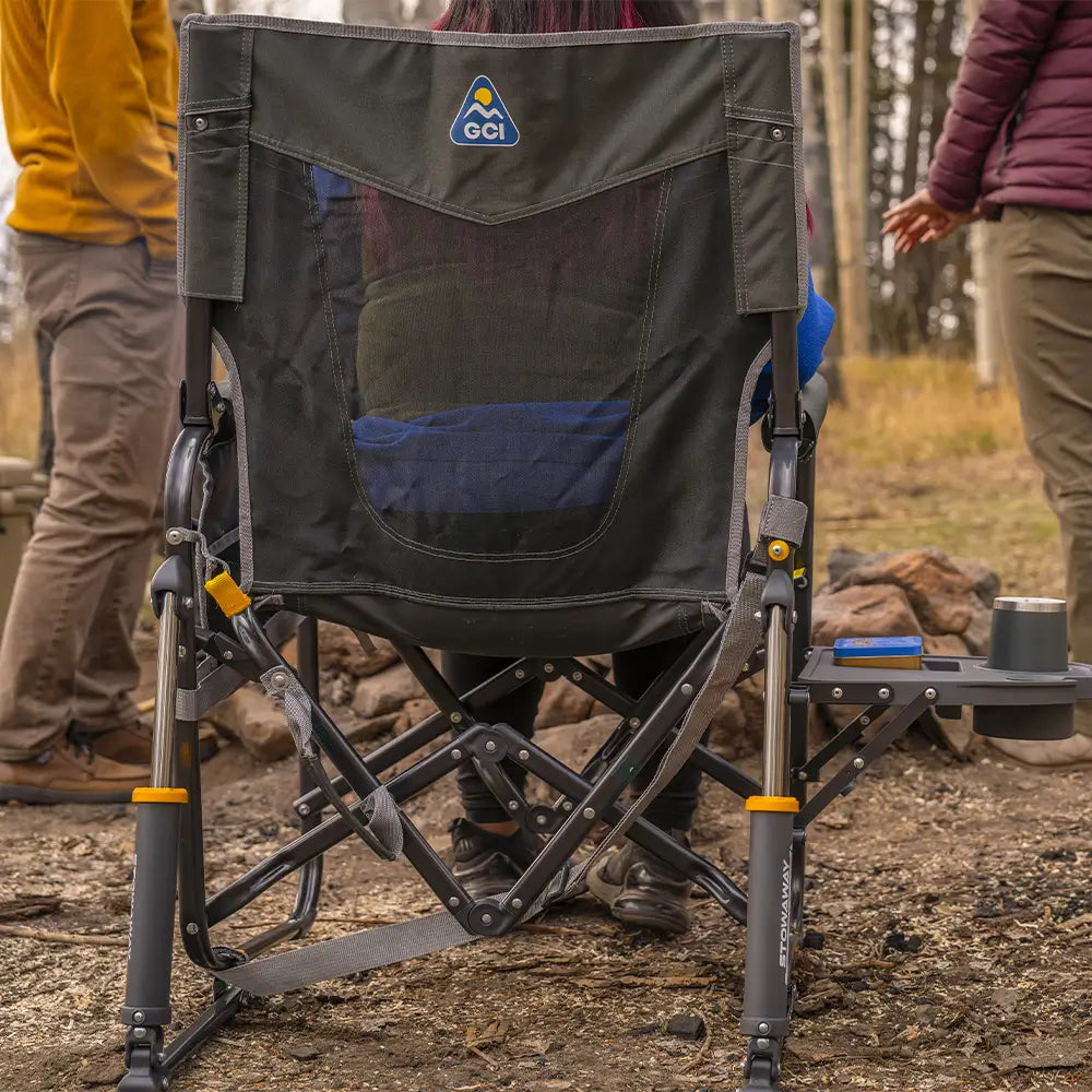 Patented Spring-Action Stowaway Rocker with Side Table - Choice 253 - Patented Spring-Action Rocking Chair for Camping Detail