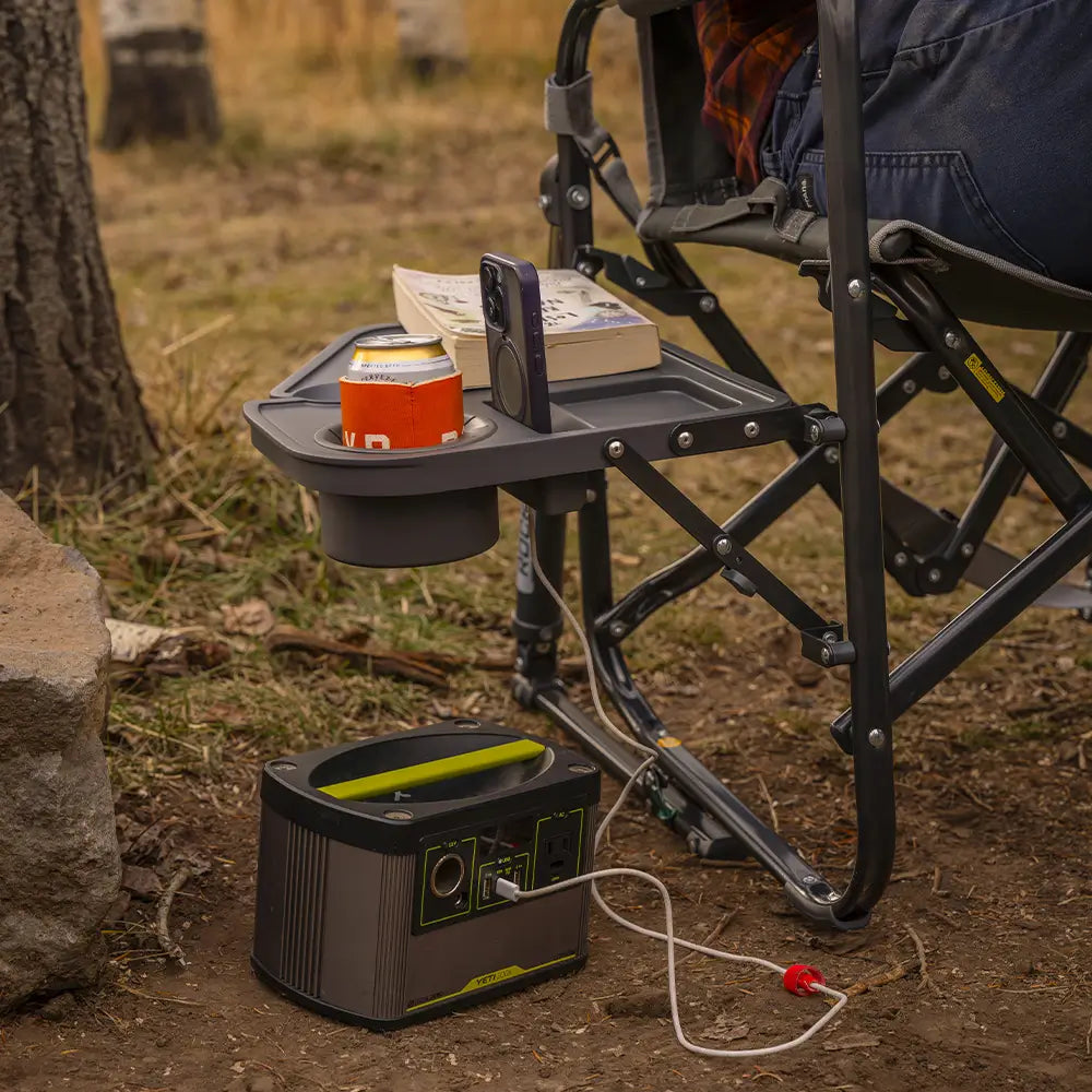 Patented Spring-Action Stowaway Rocker with Side Table - Choice 253 - Patented Spring-Action Rocking Chair for Camping Detail