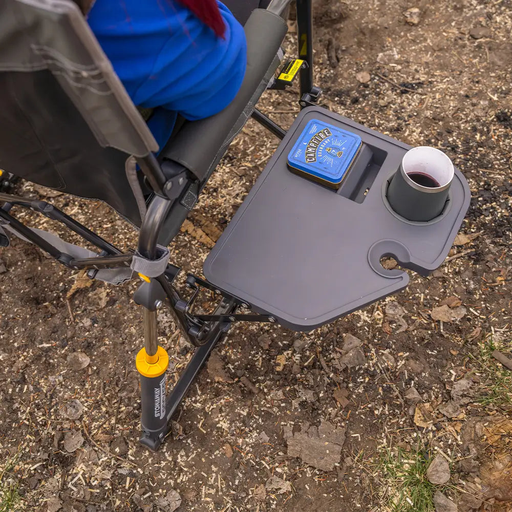 Patented Spring-Action Stowaway Rocker with Side Table - Choice 253 - Patented Spring-Action Rocking Chair for Camping Detail