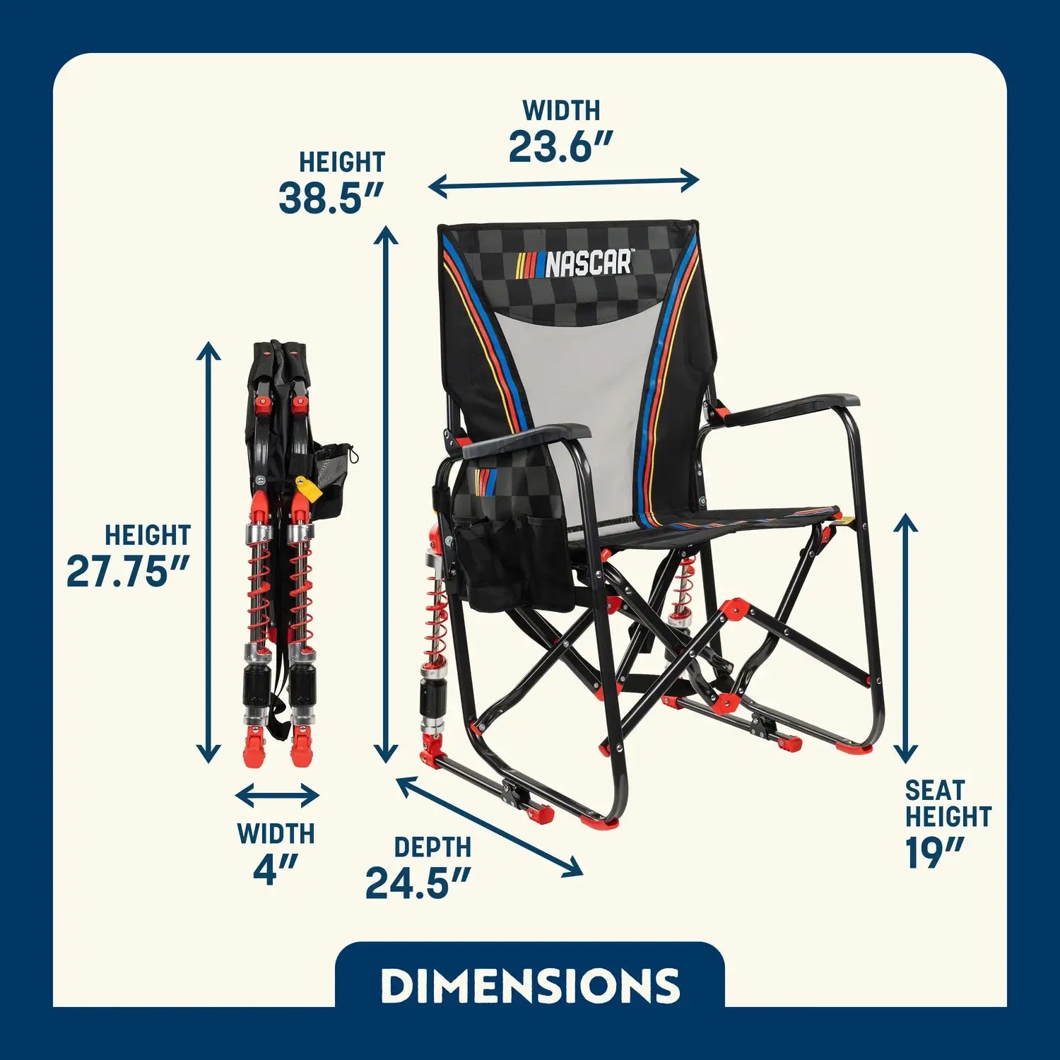 Smooth Motion Adjustable Rocker - NASCAR - Choice 899 - RoadTrip Rocker Smooth Motion Camp Chair Detail