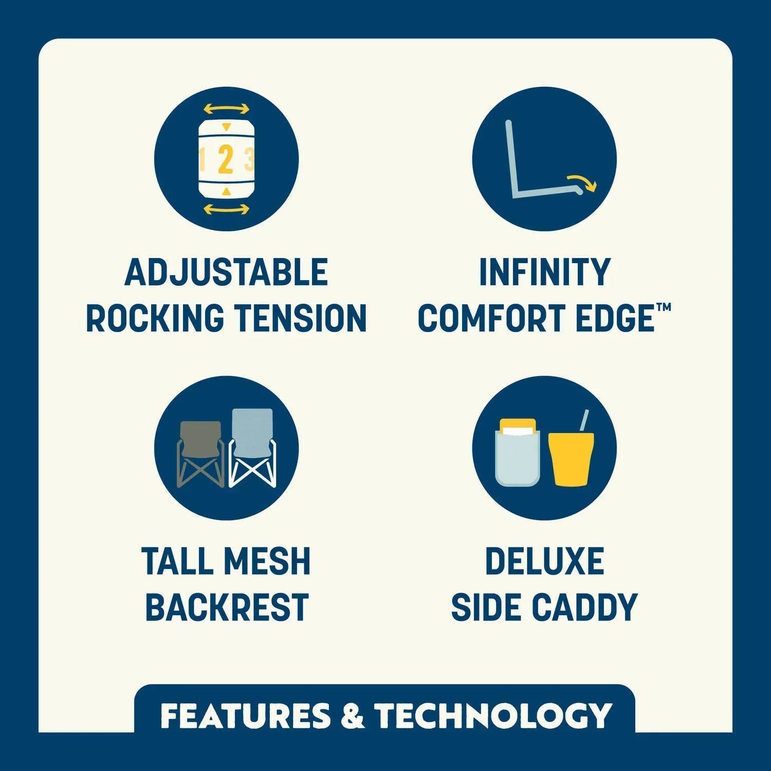 Smooth Motion Adjustable Rocker - NASCAR - Choice 899 - RoadTrip Rocker Smooth Motion Camp Chair Detail