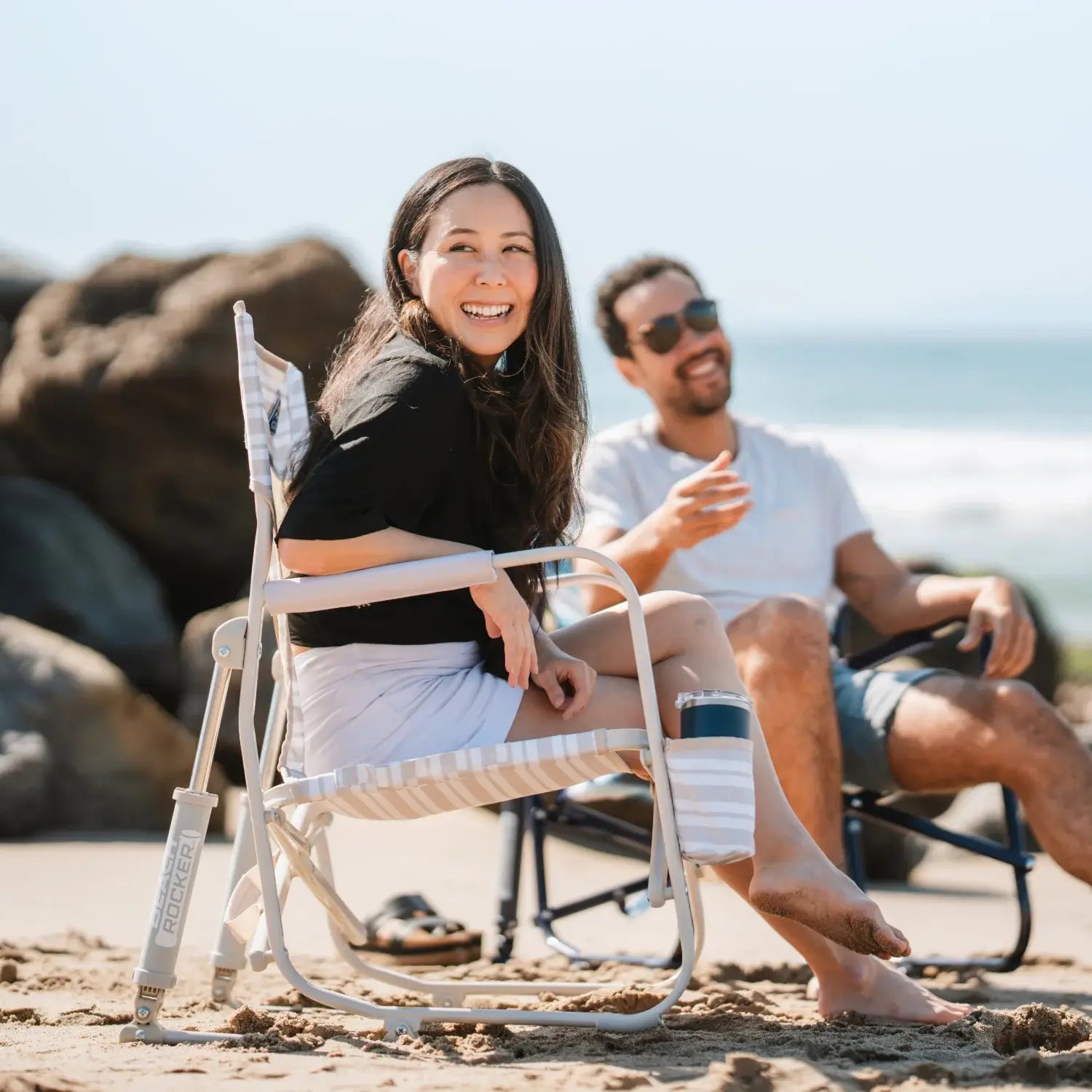 Luxury Camp Beach Rocker - Choice 712 - Heavy-Duty Kickback Rocker with Beverage Holder Detail